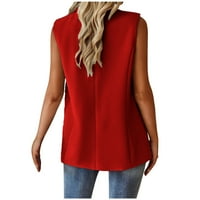Kaputi za žensku modnu bez rukava u boji, casual poslovnog odijela jakna crvena m