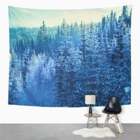 Plavi bor Winter Forest Božićni ledeni zidni umjetnost Viseća tapiserija Kućni dekor za dnevnu sobu