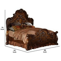 Benjara BM Tradicionalni istočni krevet sa kandžom nogama i rezbarenim detaljima, smeđi - kralj veličine