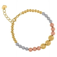 14k TRI Color Gold Womens Teksturirani perli nakit nakita za žene - 7. Grams