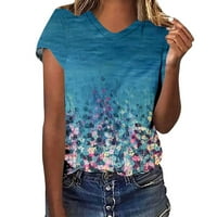 Ljetna štedna košulja Xihbxyly Ženski ljetni V-izrez kratkih rukava Majica Solid Casual Loose Basic