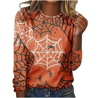 Halloween majice za žene jeseni modni slatki puckin duh ispis dugih rukava za Halloween dukserica na