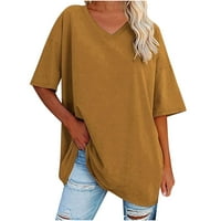Floleo ženske pune ljetne košulje Plus veličine kratkih rukava V-DREAT gumb Bluze labave ležerne majice