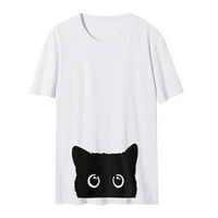 Ženska moda Nova casual slatka mačka kratki rukav tiskani na vratu TOP majica Ljetni ženski okrugli