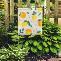 Šareni agrumi Ljetni uzorak Limuni naranče cvijeće i ostavlja zeleni voćni vrt za zastavu Dekorativna