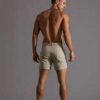 Jinda muške pamučne ljetne kratke hlače za ljetne kratke hlače Slim Fit Srednji uspon udoban džepni ljepljivi kratke hlače Khaki Veliki