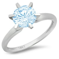 0,5CT Okrugli rez plavi simulirani dijamant 14k Bijelo zlato Graviranje Izjava bridalne godišnjice Angažovanje