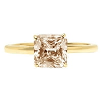 2.5ct Asscher Cut Brown Champagne Simulirani dijamant 18k Žuto zlato Graviranje Izjava Godišnjica angažmana Vjenčana prstena Veličina 5,75