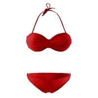 Kupaći kostimi Žene Kontrola trbuha Odvojivi kaiki Visoki struk Bikini setovi Metalni prsten Dvije kupaći