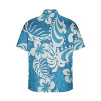 Zkozptok Muške košulje Hawian cvjetna print plaža Okrenila ovratnik Otvorite prednje bluze s kratkim