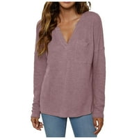Žene Ležerne prilike modne pulover s dugim rukavima V-izrez SOLD majica Hot8SL4868459