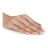 Karat morgatit dvostruki srčani prsten u 10k ružičastog ružičastog zlata s dijamantima