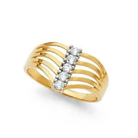 Jewels 14k bijelo žuta i ruža Three Color Gold Semanario Kubična cirkonija CZ Veličina prstena 11