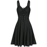 Yubnlvae haljine za žene plus veličine cool čvrsta zavoj nepravilna kamisole bez rukava bez rukava - crna XL