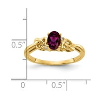 Čvrsta 14k žuto zlato 6x ovalni rodolit granat januar crveni dragulj vs dijamantna prstena veličine