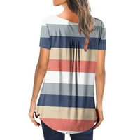 Ženska majica s kratkim rukavima, ležerna majica plus veličine V-izrez prema dolje tunički vrhovi za