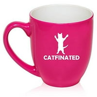OZ Velika bistro šoljara keramička kava čaj staklena čaša Catfinis Funny Cat Caffeine
