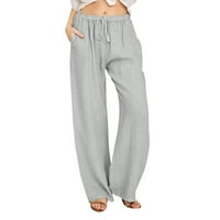 Ženske hlače Ležerne prilike pune boje Tether pamučne posteljine labave joge pamučne pamučne pantalone