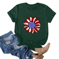 Apepal ženska ljetna majica za bluza s kratkim rukavima O-izrez Dan Nezavisnosti Dan Ispis Tunic Dame