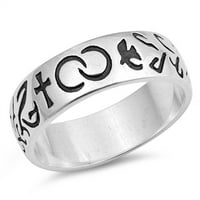 Eternity Cross Dove Infinity Simbol Promice Ring Sterling Silver Band Nakit Ženska muško veličine 7