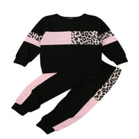 Toddler Baby Girl Leopard Pulover Dukseri + Duge hlače Hlače hlače Outfits Set Kids Jesenska zimska