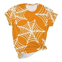 Halloween Majice za žene Modne slatke Spider mreže Ispis kratkih rukava Crewneck Thirts Grafičke teže