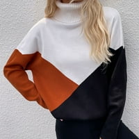 Ylioge pad džempera za žene, ženska plus veličina casual dugih rukava patchwork pulover turtleneck džemper