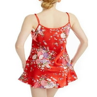 Haite Sleepwear za žene V izrez Nightcowns Noćna odjeća bez rukava PAJAMAS haljine cvjetni crveni 2xl