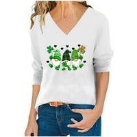 TKLpehg Ženski vrhovi i bluze Žene Ženske majice s dugim rukavima Spring Spring Tops St. Patrick's Day