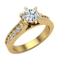 Dijamantni angažman prstenovi okrugli sjajni dijamantni prsten 6-prong 14k zlato 1. ct tw