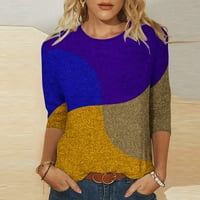 Ženska majica s rukavima modni ispis Okrugli vrat labavi fit casual bluza vrhovi udobnosti slatka pulover