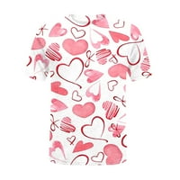 Leylayray Wemens Vrhovi Ženski modni casual udobne tiskane o-vrat kratkih rukava TOP bluza Pink XL