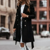 Simplmasygeni jakne za kaput za čišćenje žena Ženska jesen i zimski rever vuneni krpa kaput jakna dugačak