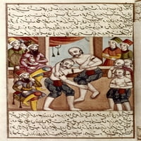 Perzijska minijatura, 1806. Nwrestling takmičenje. Poster Print by