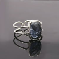 London Blue Topaz podesivi prsten, ručno rađeni nakit, ženski prsten, srebrni prstenovi