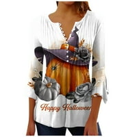 Oalirro kratki rukav grafički grafički print Halloween majice za žene Multicolor- 3xl