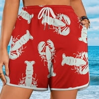 Crveni jastuci Ženske kratke hlače za plažu za kratke prtljažnice Elastične struine povremene džepne