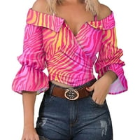 Ljetna ženska ženska majica modna tiskana jedno ramena kaiševa gornja majica
