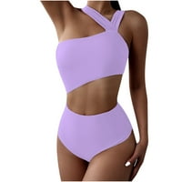 Žene kupaćih kostima Dva solidna boja Bikini Split kupalište za kupaće odjeće Purple L