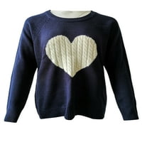 Cindysus Women Pletene džemper džemper za vrat džemper za ispis srca Jumper vrhovi šik pulover patchwork