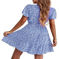 Avamo Ladies Sunderss majica T majica Dress Tunic Kratke mini haljine Žene Jednostavne kaftane plave s