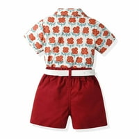 Utoimkio Toddler Baby Boy Cvjetni kratki rukav dolje majica i casual kratke hlače postavljaju ljetne