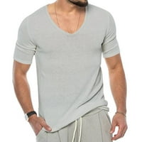 Ljetna muška casual v vrat obična majica kratkih rukava Slim Fit mišićni vrhovi TEE svijetlo siva l