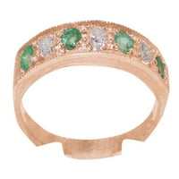 Kubična cirkonija sa 18k ružom i smaragdna ženska prstena - 8. - Veličine za dostupnost