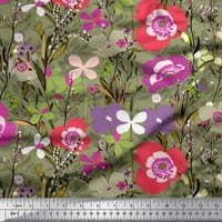 Soimoi Green Pamuk poplin tkanina odlazi i cvjetna umjetnička ispis tkanina sa dvorištem širom