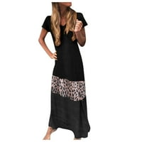 Ženska haljina Leopard Patchwork ispisani kratki rukav V izrez ženke Trendy Soft Hawaii Travel Fotografija
