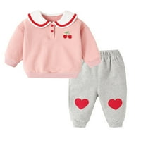 Djevojke dječje djece Dječja djeca beba crtana dugih rukava dukserica pulover vrhove slatkih print pantalona