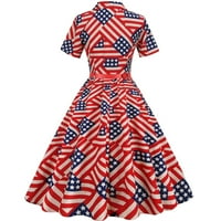4. jula Ljetne haljine za žene 1950-ih Vintage majica haljina za žene kratki rukav Peter Pan Pan ovratnika