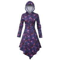 Honeeladyy Cleance pod 5 $ žene 3D Noć vještica, asimetrična haljina s kapuljačom s dugim rukavima