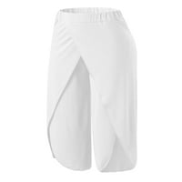 Ženske pantalone široka noga Palazzo Pant Solid Color Yoga hlače Žene Labavi dno White XL